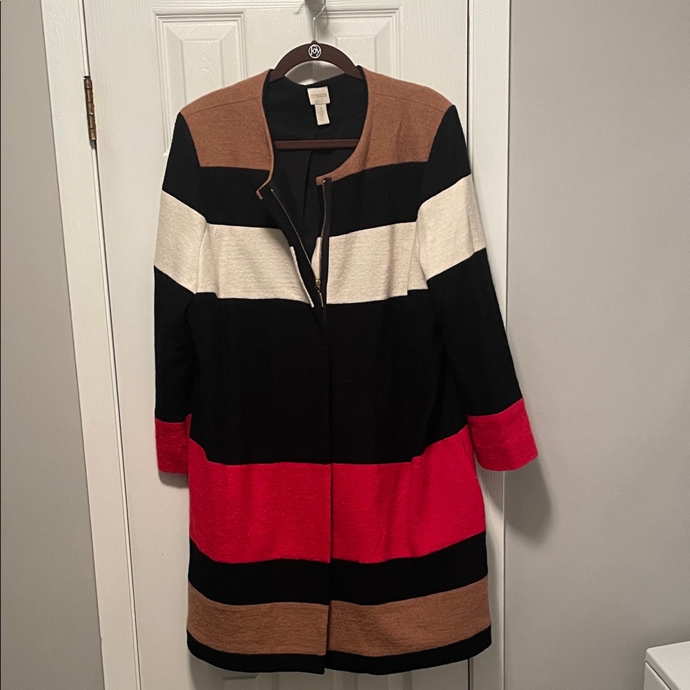 Chico's Black Textured Jacket. Zipper closure with pockets. Size 3